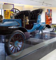 Vintage car on display in the cosy lobby of Louis Fitzgerald Hotel, Dublin.